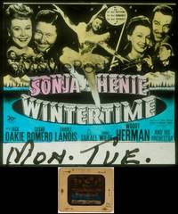 7t120 WINTERTIME glass slide '43 ice skater Sonja Henie, Carole Landis, Cesar Romero, Woody Herman