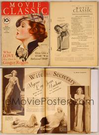 7t021 MOVIE CLASSIC magazine April 1936, art of pretty Myrna Loy in cool hat by Charles Sheldon!