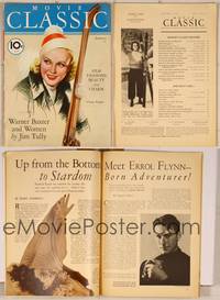 7t019 MOVIE CLASSIC magazine January 1936, art of Ginger Rogers holding skis by Charles Sheldon!