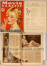 7t024 MOVIE CLASSIC magazine July 1936, art of Anita Louise smelling flower by Charles Sheldon!