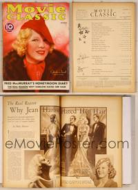 7t027 MOVIE CLASSIC magazine October 1936, portrait of pretty Glenda Farrell wearing fur coat!