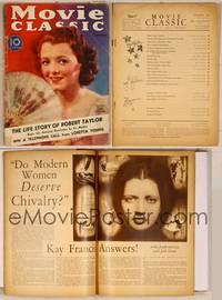 7t026 MOVIE CLASSIC magazine September 1936, photo of Janet Gaynor holding fan!