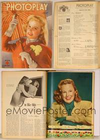 7t070 PHOTOPLAY magazine April 1945, portrait of June Allyson holding umbrella by Paul Hesse!