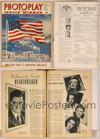 7t062 PHOTOPLAY magazine August 1942, great image of American flag & Hollywood soldiers by Hesse!