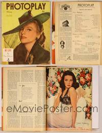 7t068 PHOTOPLAY magazine February 1945, Joan Fontaine with veiled hat by Paul Hesse!