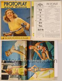 7t063 PHOTOPLAY magazine September 1942, portrait of Priscilla Lane riding bike by Paul Hesse!