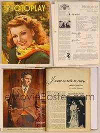 7t075 PHOTOPLAY magazine September 1945, portrait of Rita Hayworth wearing scarf by Paul Hesse!