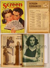 7t042 SCREEN ROMANCES magazine December 1938, art of Tyrone Power & Loretta Young by Earl Christy!