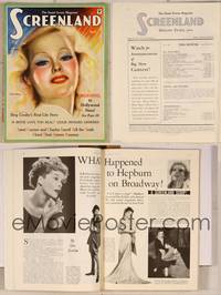 7t046 SCREENLAND magazine April 1934, cool art portrait of Lillian Harvey by Charles Sheldon!