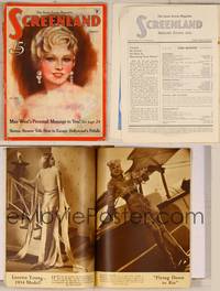 7t043 SCREENLAND magazine January 1934, artwork portrait of sexy Mae West by Charles Sheldon!