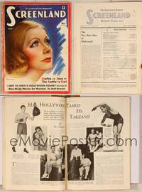 7t048 SCREENLAND magazine June 1934, wonderful art portrait of Greta Garbo by Charles Sheldon!