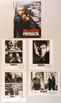 7t198 PAYBACK presskit '98 get ready to root for the bad guy Mel Gibson, great close up with gun!