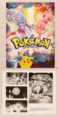 7t201 POKEMON THE FIRST MOVIE presskit '99 Pikachu, the match of all time is here, art of cast!