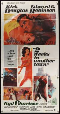 7v411 2 WEEKS IN ANOTHER TOWN 3sh '62 cool art of Kirk Douglas & sexy Cyd Charisse by Bart Doe!