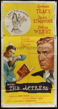 7v418 ACTRESS 3sh '53 Jean Simmons, cool close-up art of Spencer Tracy!