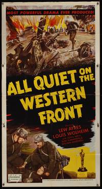 7v425 ALL QUIET ON THE WESTERN FRONT 3sh R50 Lew Ayres in a story of blood, guts and tears!