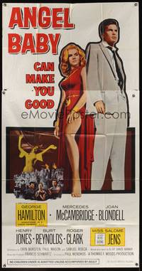 7v430 ANGEL BABY 3sh '61 full-length George Hamilton standing with sexiest Salome Jens!