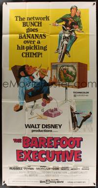 7v442 BAREFOOT EXECUTIVE 3sh '71 Disney, art of Kurt Russell & wacky chimp gone bananas!