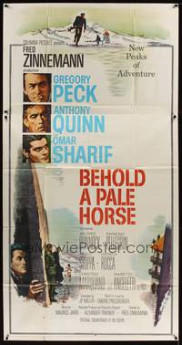 7v446 BEHOLD A PALE HORSE 3sh '64 Gregory Peck, Anthony Quinn, Sharif, from Pressburger's novel!