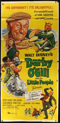 7v535 DARBY O'GILL & THE LITTLE PEOPLE 3sh '59 Disney, Sean Connery, it's leprechaun magic!