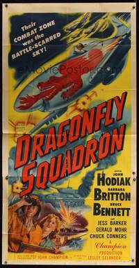 7v563 DRAGONFLY SQUADRON 3sh '53 cool art of airplane with huge red firebreathing dragon!