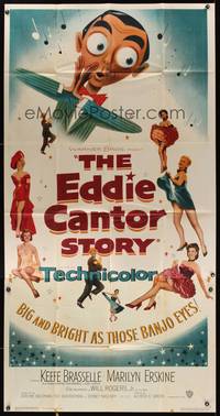 7v569 EDDIE CANTOR STORY 3sh '53 great wacky art of Keefe Brasselle w/sexy dancers!