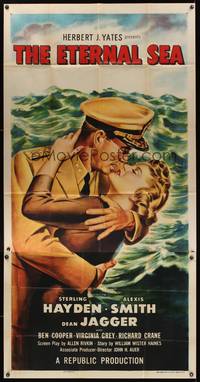 7v574 ETERNAL SEA 3sh '55 art of Sterling Hayden as Admiral John Hoskins with sexy Alexis Smith!