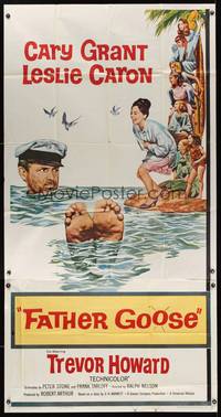 7v583 FATHER GOOSE 3sh '65 different art of sea captain Cary Grant & pretty Leslie Caron!