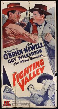 7v589 FIGHTING VALLEY 3sh '43 stone litho of Dave Tex O'Brien, The Texas Rangers!