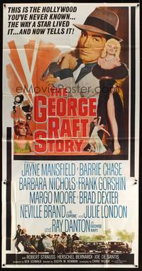 7v613 GEORGE RAFT STORY 3sh '61 art of sexy Jayne Mansfield in fur & Ray Danton!