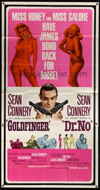 7v626 GOLDFINGER/DR. NO 3sh '66 Sean Connery as James Bond, plus sexy Miss Honey & Miss Galore!