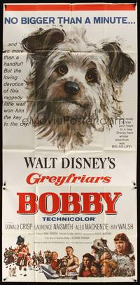 7v637 GREYFRIARS BOBBY 3sh '61 Walt Disney, huge close up art of cute tiny Skye Terrier!