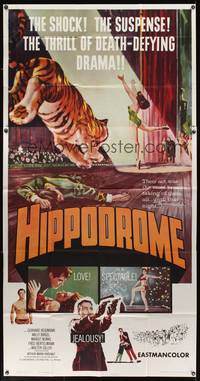 7v659 HIPPODROME 3sh '61 Geliebte Bestie, cool circus art, the thrill of death-defying drama!