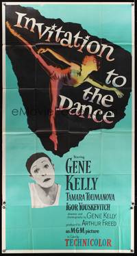 7v684 INVITATION TO THE DANCE 3sh '57 great c/u of mime Gene Kelly + dancing Tamara Toumanova!