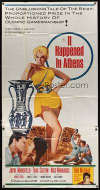 7v686 IT HAPPENED IN ATHENS 3sh '62 super sexy Jayne Mansfield rivals Helen of Troy, Olympics!