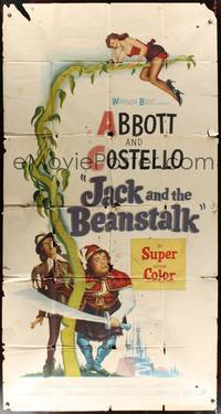 7v687 JACK & THE BEANSTALK 3sh '52 Abbott & Costello, their first picture in color!