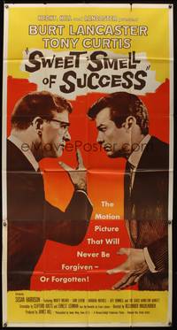 7v878 SWEET SMELL OF SUCCESS 3sh '57 Burt Lancaster as J.J. Hunsecker, Tony Curtis as Sidney Falco