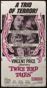 7v918 TWICE TOLD TALES 3sh '63 Vincent Price, Nathaniel Hawthorne, a trio of unholy horror!