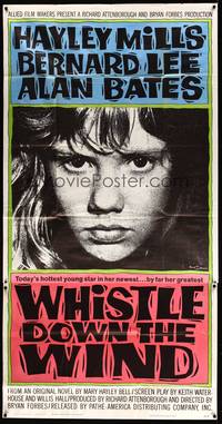 7v941 WHISTLE DOWN THE WIND 3sh '62 super close-up today's hottest young star Hayley Mills!