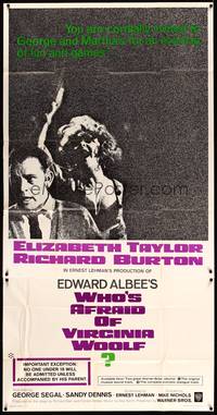 7v942 WHO'S AFRAID OF VIRGINIA WOOLF 3sh '66 Elizabeth Taylor, Richard Burton, Mike Nichols