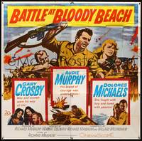 7v017 BATTLE AT BLOODY BEACH 6sh '61 Audie Murphy blazing and blasting the Pacific wide open!