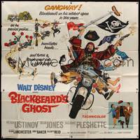 7v023 BLACKBEARD'S GHOST 6sh '68 Walt Disney, artwork of wacky pirate Peter Ustinov on motorcycle!