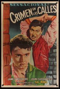 7v308 CRIME IN THE STREETS Argentinean '56 Don Siegel, Cassavetes attacks Sal Mineo, art by Venti!