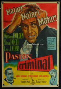 7v314 DARK PAST Argentinean '49 different close up art of terrified criminal William Holden!