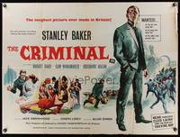 7v155 CRIMINAL British quad '60 directed by Joseph Losey, art of tough crook Stanley Baker!