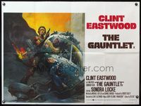 7v178 GAUNTLET British quad '77 great art of Clint Eastwood & Sondra Locke by Frank Frazetta!