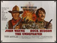 7v254 UNDEFEATED British quad '69 completely different art of John Wayne & Rock Hudson!