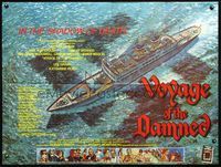 7v256 VOYAGE OF THE DAMNED British quad '76 cool different art of huge ship in water over swastika!