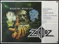 7v264 ZARDOZ British quad '74 art of Sean Connery, who has seen the future and it doesn't work!