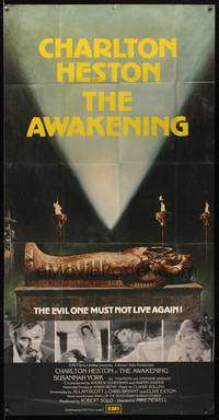 7v439 AWAKENING English 3sh '80 Charlton Heston, completely different image of sarcophagus!